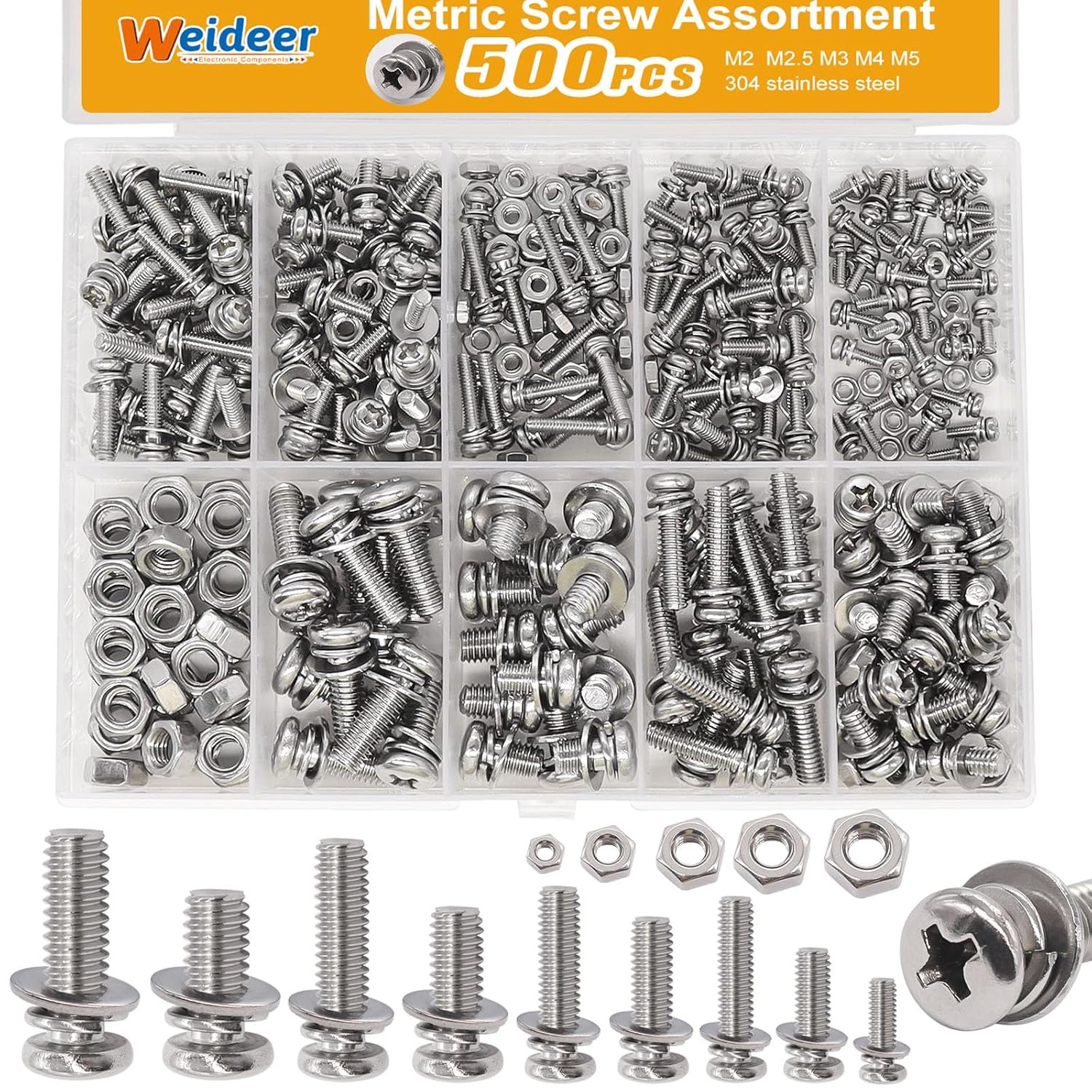 500Pcs Nut and Bolt Assortment - đánh giá và giá Diy Motorcycle Electronics