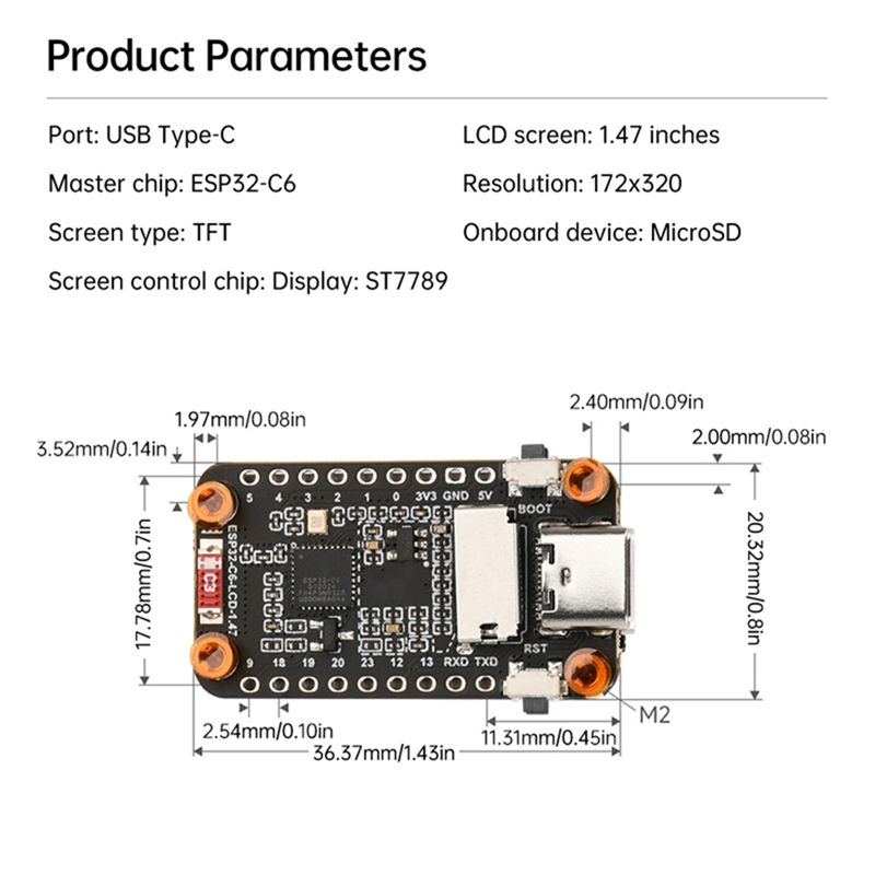 [NEW A09R!】 Esp32-C6 1.47-Inch - đánh giá và giá Esp32 Wifi Bluetooth