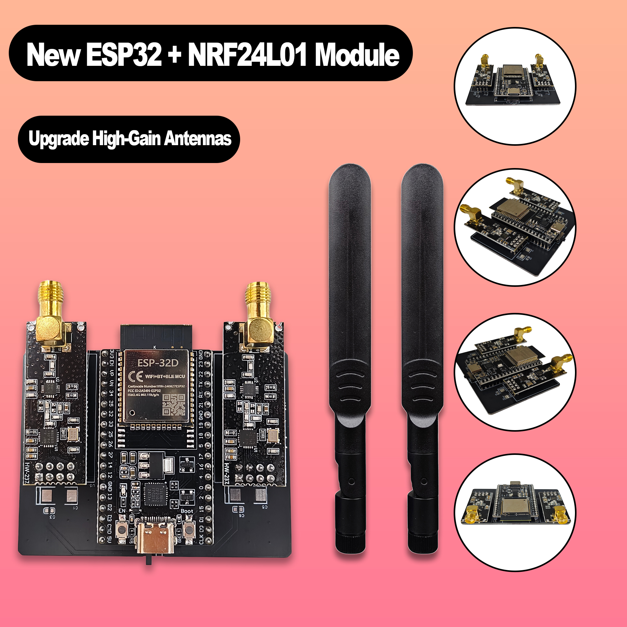 New ESP32 DevKitC + NRF24L01 P - đánh giá và giá Esp32 Wifi Bluetooth